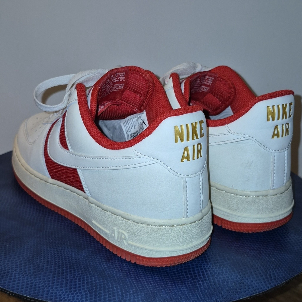 Nike Air Force '07 1 Sail/University Red AF1 Men's Basket Ball sz. 8.5 (#1715) - Picture 5 of 16